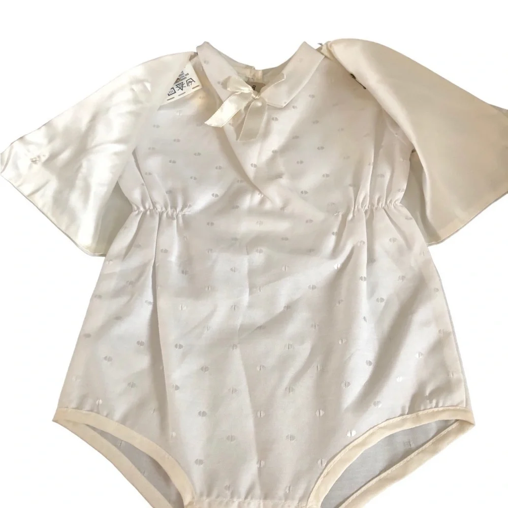 VTG 80’s Boys Baptism Christening Shortall Suit Vest 1PC Satin Tie Charming